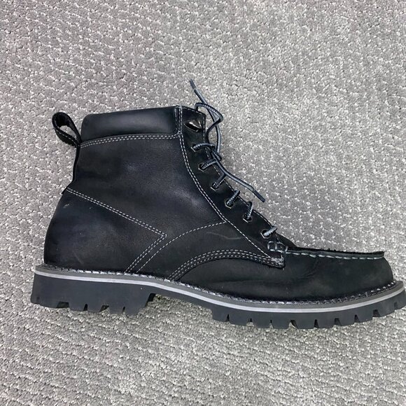 Eddie Bauer Severson Moc Toe Boots Men's 12 Black Leather Waterproof 4041-785 - Picture 11 of 14